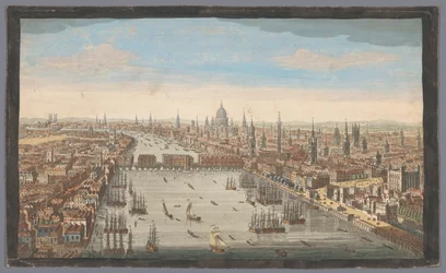 Utsikt över staden London En allmän bild av staden London, bredvid Themsen (titel på objektet) London (serietitel)