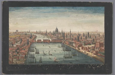 Utsikt över staden London En allmän bild av staden London, bredvid Themsen (titel på objektet) London (serietitel)