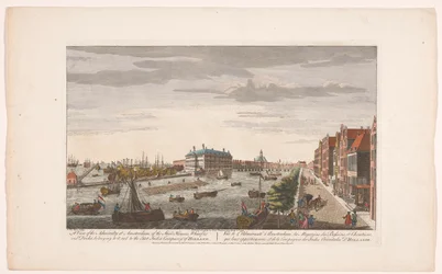 Se över Admiraliteitsmagazijn i Amsterdam En vy av amiralitetet i Amsterdam, av butikshusen, kajerna och hamnen, som tillhör det, och till Ostindiska kompaniet av Holland (titel på objektet) Holland (serietitel)