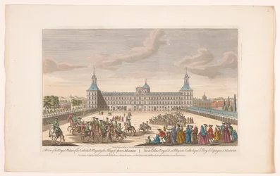 Utsikt över det kungliga palatset i Madrid En utsikt över det kungliga palatset av hans katolikska majestät, kungen av Spanien, Madrid (titel på objektet) Madrid och Lissabon (serietitel)
