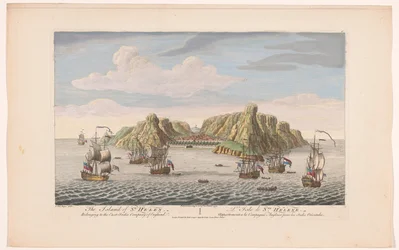 Utsikt över ön Saint Helena Ön St Helen. Tillhör East India Company of England (titel på objekt) Settlements of the VOC (serietitel)