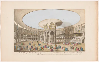 Vy över det inre av Rotundan i Ranelagh Gardens i London En insida av Rotundo vid Ranelagh Gardens (titel på objekt) Ranelagh Gardens och Vauxhall Gardens (serietitel)