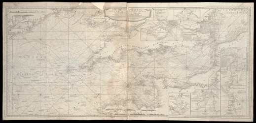 Brittiska kanalen med en del av Atlanten och av Irlands kust