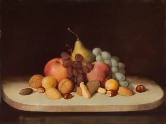 Stilleben med frukt och nötter, 1848.