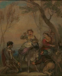 Illustration för Don Quijote (med figurer på en åsna)