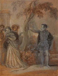 Malvolio misshandlar Maria, Fabian och Sir Toby