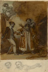 Stephano, Trinculo och Caliban med Prosperos magiska garderob