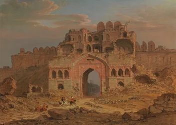Inuti huvudingången till Purana Qila, Delhi