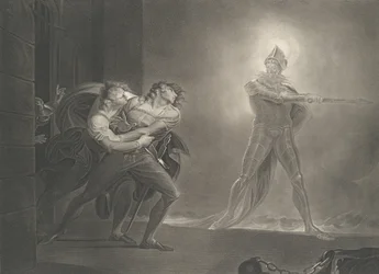 Hamlet, Horatio, Marcellus and the Ghost Shakespeare, Haml..., publicerad första gången 1796, återutgiven 1852.