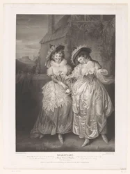 Mrs Ford och Mrs Page med John Falstaffs kärleksbrev Shakspeare, Merry Wives of Windsor (titel på objekt) Tryck efter målningar från Boydell