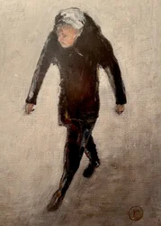 En ensam figur som går