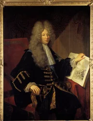 Porträtt av Jerome Phelypeaux, greve av Pontchartrain (1674-1747) Minister för marinmålning av Robert Levrac Tournieres (1667-1752) 1700-talets sön. 1,37 x 1,07 m Versailles, musee du chateau
