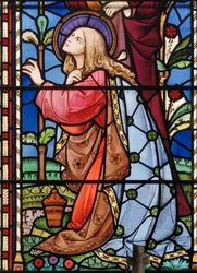 Bramcote, St Michael, East Window-detalj, Heaton, Butler & Bayne, Bayne, Mary Magdalene, 1862