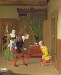 Dr Caius, Simple and Dame Quickly, scen från The Merry Wives of Windsor, 1830