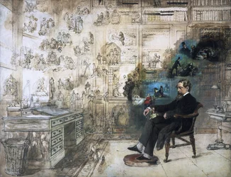Ett postumt porträtt av Dickens och hans gestalter; Dickens dröm, 1875