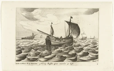 Haringbuizen Haring Buyssen groot om 40 Last / Buche ou Flibot de 40 Tonneaux (titel på objekt) Hollandse scheepstypen, 1627 (serietitel) Olika fartyg Don ton se sert dans les Unies Provinces / Ikoner för olika holländska fartyg vars användning