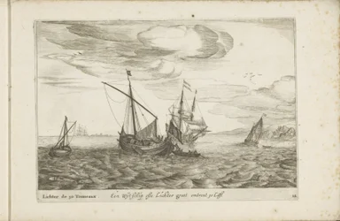 Wijdschip av lichter En Wyt-schip ofta Lichter groot ca 30 Last / Lichter de 30 Tonneaux (titel på objekt) Olika fartyg går inte på se sert dans les Provinces Unies