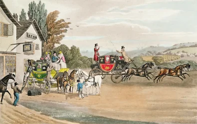 A London Mail and Stage Coach (färgad akvatint)