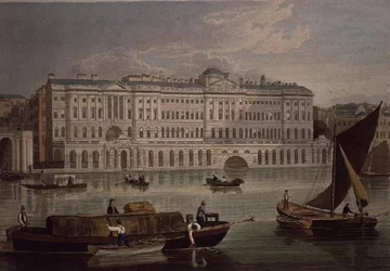 Vy över Somerset House, pub. 1821 av Colnaghi & Co.