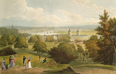 En vy över London tagen från Greenwich Park, pub. 1820 av Colnaghi und Co. (akvatint)
