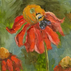 Kismet Coneflower, 2023 (olja på pannå)
