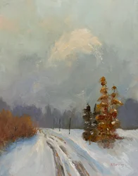 Snow In September, 2023 (olja på pannå)