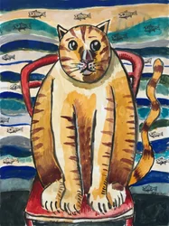 Day Dreaming of Fish, ca 2021 (gouache, bläck på konstkartong)