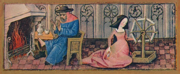 Februari - spinning, sent 1400-tal, 1939.