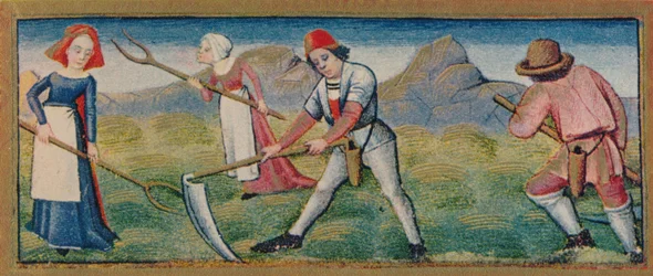 Juni - slåtter, 1400-talet, 1939.