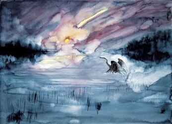 Häger flyger över himlen