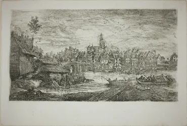 Stad med stenbron