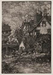 Ingången till en by, 1861.