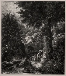 Vila på flykten till Egypten med en sadlad åsna, 1871.