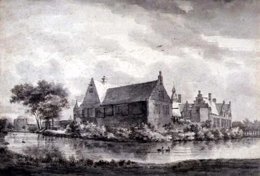PD.645-1963 Slottet Marquette, Holland, ca 1646-47 (tvätt, krita, penna och bläck på papper)