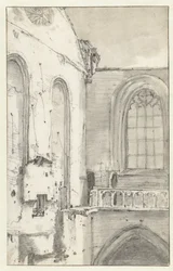 Utsikt över transeptet i Nieuwe Kerk, Amsterdam, efter branden 1645
