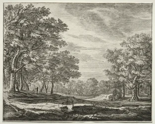 Sex vyer i Haagskogen: Tavla 5, En man med en stav i handen