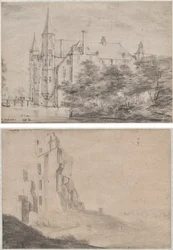 Zuylen Castle nära Utrecht (recto)/Ruin av huset Ter Kleef nära Haarlem (verso)