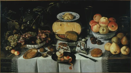 Stilleben med ost och frukt, 1625.