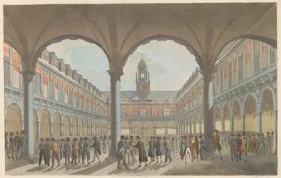 Börs i Amsterdam, ca 1825 The Beurs in Amsterdam / La Bourse à Amsterdam (titel på objekt)