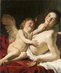 ""Venus et Cupidon"" (Venus och Amor) Peinture de Roeloff van Zijl (aktiv vers 1608-1631) vers 1625 Frans Hals Museum Haarlem
