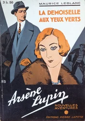 Framsidan av "Flickan med de gröna ögonen" ur "Arsene Lupins nya äventyr" av Maurice Leblanc (1864-1941)