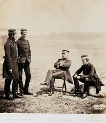 Generalmajor Henry William Barnard och stab, ur ett album med 52 fotografier med anknytning till Krimkriget, 1855