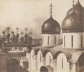 Moskva, kyrkornas kupoler i Kreml, 1852.