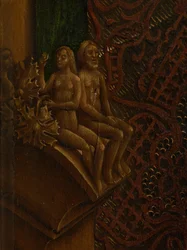 Detalj av Saint Luke som ritar Jungfruns porträtt (olja på panel)