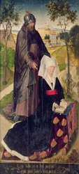 Guillemette de Montagu med Saint Guillaume, 1460-66 (målad panel)