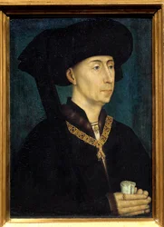 Porträtt av Filip III av Bourgogne kallad Filip den gode (1396-1467) Han bär dekorationen av Orden av det gyllene skinnet. Målning av Roger (Rogier) van der Weyden (1400-1464) 1445 Dim. 0,31x0,23 m Dijon, musee des Beaux Arts - Porträtt av Filip II