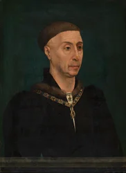 Porträtt av Filip den gode (1396-1467), hertig av Burgund (olja på trä)