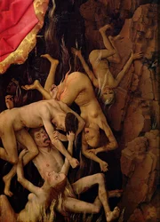 Yttersta domen, detalj av de fördömdas fall till helvetet, ca 1445-50