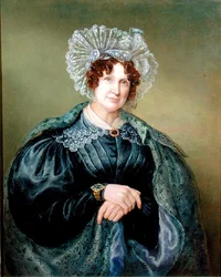 Porträtt av Mrs. Ellen Sharples (1769-1849) (olja på duk)