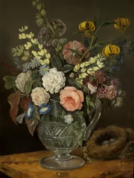 Studie av blommor (olja på panel)